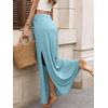 image:imageANRABESS Womens Maxi Skirts High Waisted 2026 Summer Boho Floral Beach Flowy Side Slit Long Skirt with Adjustable DrawstringLight Blue