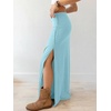 image:imageANRABESS Womens Maxi Skirts High Waisted 2026 Summer Boho Floral Beach Flowy Side Slit Long Skirt with Adjustable DrawstringLight Blue