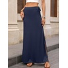 image:imageANRABESS Womens Maxi Skirts High Waisted 2026 Summer Boho Floral Beach Flowy Side Slit Long Skirt with Adjustable DrawstringNavy Blue