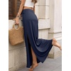 image:imageANRABESS Womens Maxi Skirts High Waisted 2026 Summer Boho Floral Beach Flowy Side Slit Long Skirt with Adjustable DrawstringNavy Blue