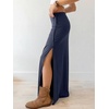 image:imageANRABESS Womens Maxi Skirts High Waisted 2026 Summer Boho Floral Beach Flowy Side Slit Long Skirt with Adjustable DrawstringNavy Blue