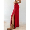 image:imageANRABESS Womens Maxi Skirts High Waisted 2026 Summer Boho Floral Beach Flowy Side Slit Long Skirt with Adjustable DrawstringRed