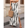 image:imageANRABESS Womens Maxi Skirts High Waisted 2026 Summer Boho Floral Beach Flowy Side Slit Long Skirt with Adjustable DrawstringZebra Print
