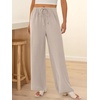 image:imageANRABESS Womens Palazzo Pants Wide Leg Flowy Drawstring High Waisted Casual Trousers 2026 Summer Beach Vacation ClothesParchment