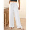 image:imageANRABESS Womens Palazzo Pants Wide Leg Flowy Drawstring High Waisted Casual Trousers 2026 Summer Beach Vacation ClothesWhite