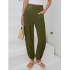 image:imageANRABESS Womens Pants Elastic Waist Summer Casual Harem Barrel Lounge Work Slacks Cropped Beach Vacation Clothes with PocketsArmy Green