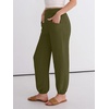 image:imageANRABESS Womens Pants Elastic Waist Summer Casual Harem Barrel Lounge Work Slacks Cropped Beach Vacation Clothes with PocketsArmy Green
