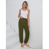 image:imageANRABESS Womens Pants Elastic Waist Summer Casual Harem Barrel Lounge Work Slacks Cropped Beach Vacation Clothes with PocketsArmy Green