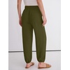 image:imageANRABESS Womens Pants Elastic Waist Summer Casual Harem Barrel Lounge Work Slacks Cropped Beach Vacation Clothes with PocketsArmy Green