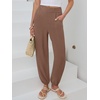 image:imageANRABESS Womens Pants Elastic Waist Summer Casual Harem Barrel Lounge Work Slacks Cropped Beach Vacation Clothes with PocketsBrown