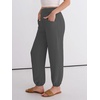 image:imageANRABESS Womens Pants Elastic Waist Summer Casual Harem Barrel Lounge Work Slacks Cropped Beach Vacation Clothes with PocketsDark Gray