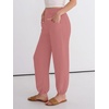 image:imageANRABESS Womens Pants Elastic Waist Summer Casual Harem Barrel Lounge Work Slacks Cropped Beach Vacation Clothes with PocketsDusty Rose