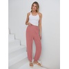image:imageANRABESS Womens Pants Elastic Waist Summer Casual Harem Barrel Lounge Work Slacks Cropped Beach Vacation Clothes with PocketsDusty Rose