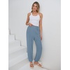image:imageANRABESS Womens Pants Elastic Waist Summer Casual Harem Barrel Lounge Work Slacks Cropped Beach Vacation Clothes with PocketsGrey Blue