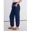 image:imageANRABESS Womens Pants Elastic Waist Summer Casual Harem Barrel Lounge Work Slacks Cropped Beach Vacation Clothes with PocketsNavy Blue