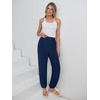 image:imageANRABESS Womens Pants Elastic Waist Summer Casual Harem Barrel Lounge Work Slacks Cropped Beach Vacation Clothes with PocketsNavy Blue