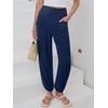 image:imageANRABESS Womens Pants Elastic Waist Summer Casual Harem Barrel Lounge Work Slacks Cropped Beach Vacation Clothes with PocketsNavy Blue