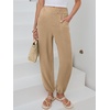 image:imageANRABESS Womens Pants Elastic Waist Summer Casual Harem Barrel Lounge Work Slacks Cropped Beach Vacation Clothes with PocketsYellow Khaki
