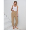 image:imageANRABESS Womens Pants Elastic Waist Summer Casual Harem Barrel Lounge Work Slacks Cropped Beach Vacation Clothes with PocketsYellow Khaki