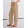 image:imageANRABESS Womens Pants Elastic Waist Summer Casual Harem Barrel Lounge Work Slacks Cropped Beach Vacation Clothes with PocketsYellow Khaki