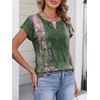 image:imageANRABESS Womens Short Sleeve Tops Boho V Neck Lace Shirts Dressy Casual Blouses Summer Cute Tunic 2026 Trendy Fashion ClothesFloral Print