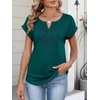 image:imageANRABESS Womens Short Sleeve Tops Boho V Neck Lace Shirts Dressy Casual Blouses Summer Cute Tunic 2026 Trendy Fashion ClothesTeal
