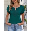 image:imageANRABESS Womens Short Sleeve Tops Boho V Neck Lace Shirts Dressy Casual Blouses Summer Cute Tunic 2026 Trendy Fashion ClothesTeal
