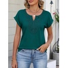 image:imageANRABESS Womens Short Sleeve Tops Boho V Neck Lace Shirts Dressy Casual Blouses Summer Cute Tunic 2026 Trendy Fashion ClothesTeal