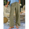 image:imageANRABESS Womens Wide Leg Palazzo Linen Pants High Waist Split Ankle Casual Lounge Beach Vacation Pants 2026 Spring SummerArmy Green