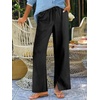 image:imageANRABESS Womens Wide Leg Palazzo Linen Pants High Waist Split Ankle Casual Lounge Beach Vacation Pants 2026 Spring SummerBlack