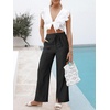 image:imageANRABESS Womens Wide Leg Palazzo Linen Pants High Waist Split Ankle Casual Lounge Beach Vacation Pants 2026 Spring SummerBlack