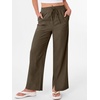 image:imageANRABESS Womens Wide Leg Palazzo Linen Pants High Waist Split Ankle Casual Lounge Beach Vacation Pants 2026 Spring SummerBrown