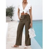 image:imageANRABESS Womens Wide Leg Palazzo Linen Pants High Waist Split Ankle Casual Lounge Beach Vacation Pants 2026 Spring SummerBrown