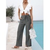 image:imageANRABESS Womens Wide Leg Palazzo Linen Pants High Waist Split Ankle Casual Lounge Beach Vacation Pants 2026 Spring SummerDeep Gray