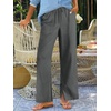image:imageANRABESS Womens Wide Leg Palazzo Linen Pants High Waist Split Ankle Casual Lounge Beach Vacation Pants 2026 Spring SummerDeep Gray