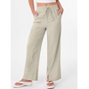 image:imageANRABESS Womens Wide Leg Palazzo Linen Pants High Waist Split Ankle Casual Lounge Beach Vacation Pants 2026 Spring SummerLight Yellow