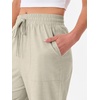 image:imageANRABESS Womens Wide Leg Palazzo Linen Pants High Waist Split Ankle Casual Lounge Beach Vacation Pants 2026 Spring SummerLight Yellow