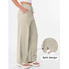 image:imageANRABESS Womens Wide Leg Palazzo Linen Pants High Waist Split Ankle Casual Lounge Beach Vacation Pants 2026 Spring SummerLight Yellow