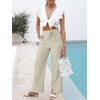 image:imageANRABESS Womens Wide Leg Palazzo Linen Pants High Waist Split Ankle Casual Lounge Beach Vacation Pants 2026 Spring SummerLight Yellow