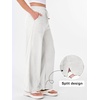 image:imageANRABESS Womens Wide Leg Palazzo Linen Pants High Waist Split Ankle Casual Lounge Beach Vacation Pants 2026 Spring SummerWhite