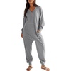 image:imageANRABESS Jumpsuits for Women 2026 Fall Long Sleeve Casual Loose Fit Romper Lounge One Piece Pajamas Outfits JumperGrey