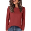 image:imageANRABESS Long Sleeve Shirts for WomenSoft Stretchy WrinkleFree TopsCasual Crew Neck T Shirt for Work Daily FallWine Red