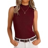 image:imageANRABESS Mock Neck Tank Tops Sweaters Wool Blend Sleeveless Soft Fitted Business Casual Sweater Shirts Summer Fall ClothesWine Red