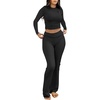 image:imageANRABESS Women 2 Piece Lounge SetCrop Top amp Fold Over Flare Pants Soft Stretch Fabric Matching Outfit for Yoga Casual WearBlack