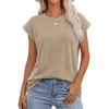 image:imageANRABESS Womens Acid Washed TShirt Cap Sleeve Vintage Casual Crew Neck Tops Summer Basic Tee 2026 Fashion ClothingBeige