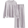 image:imageANRABESS Womens Fuzzy Fleece Pajama Sets 2 Piece Outfits Long Sleeve Top Wide Leg Pants Lounge Matching Set 2026 Fall WinterPurple Grey