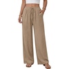 image:imageANRABESS Womens Palazzo Pants Wide Leg Flowy Drawstring High Waisted Casual Trousers 2026 Summer Beach Vacation ClothesKhaki