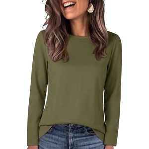 image:imageANRABESS Long Sleeve Shirts for WomenSoft Stretchy WrinkleFree TopsCasual Crew Neck T Shirt for Work Daily FallArmy Green