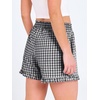 image:imageANRABESS Boxer Shorts for WomenGingham Plaid Elastic Waist RufflePerfect for LoungePajamaampSleepCute Casual Summer BottomsBlack White Plaid