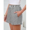 image:imageANRABESS Boxer Shorts for WomenGingham Plaid Elastic Waist RufflePerfect for LoungePajamaampSleepCute Casual Summer BottomsBlack White Stripe